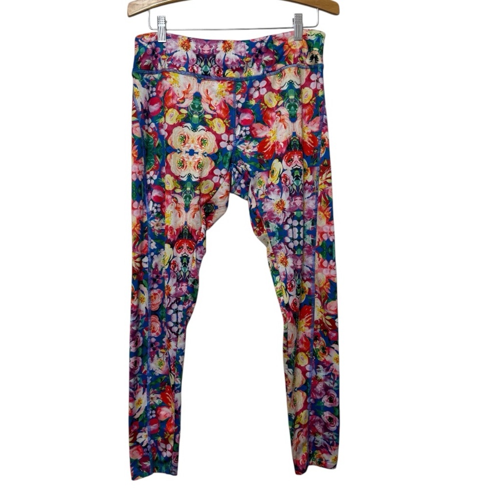 Lula Roe Simply Comfortable Colorful Floral Leggings Womens XL Rainbow Athletic